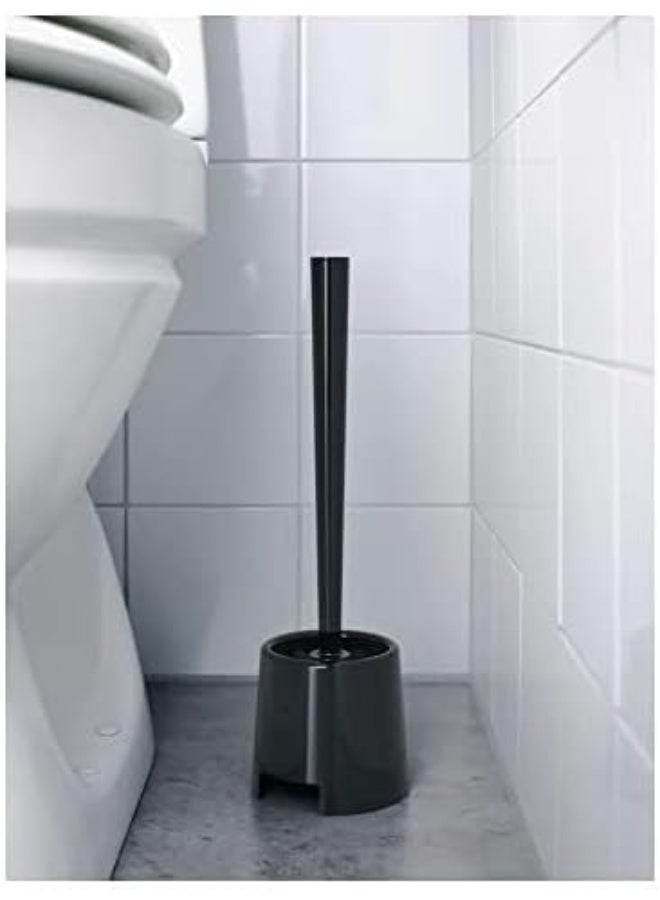 فرشاة تنظيف المرحاض متينة وقوية مع حامل (أسود) - Image 2